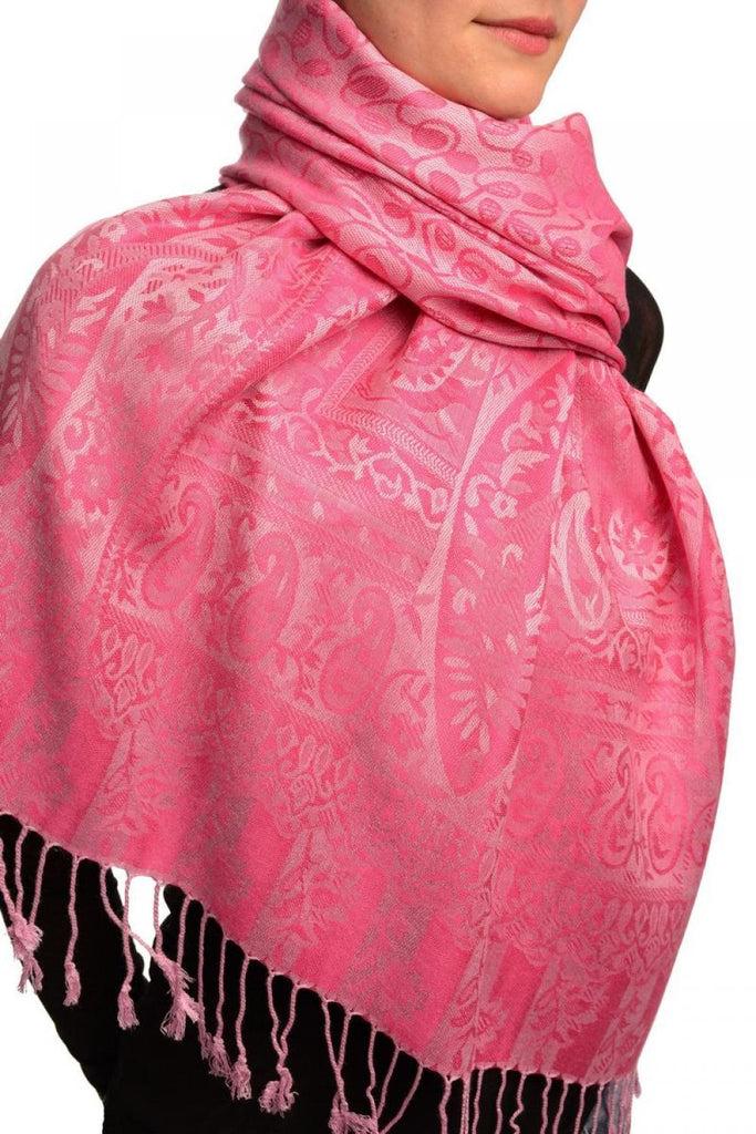 Liss Kiss Dots On Rose Pink Pashmina Feel With Tassels - Scarf