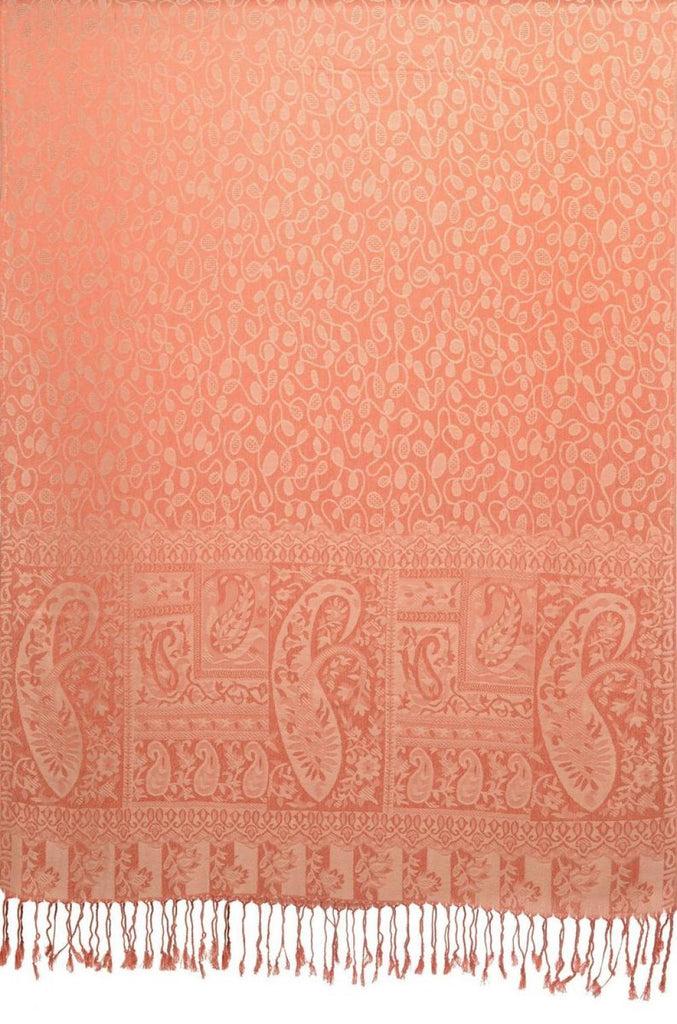 Liss Kiss Dots On Salmon Pink Pashmina Feel With Tassels - Scarf