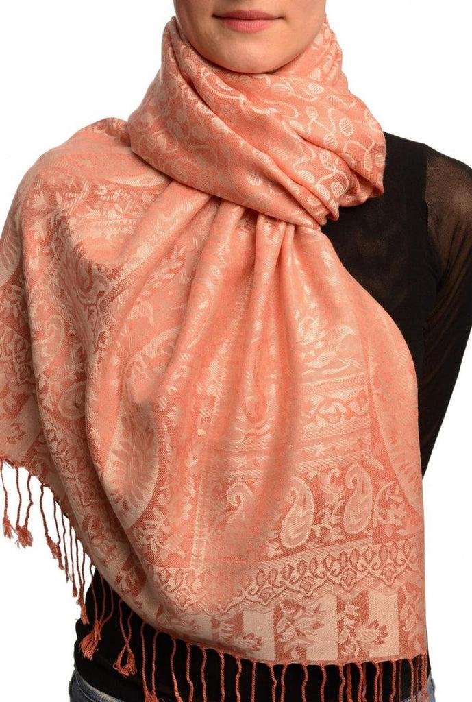 liss kiss Dots On Salmon Pink Pashmina Feel With Tassels - Scarf