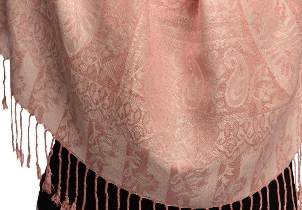 Liss Kiss Dots On Terracotta Pashmina Feel With Tassels - Scarf