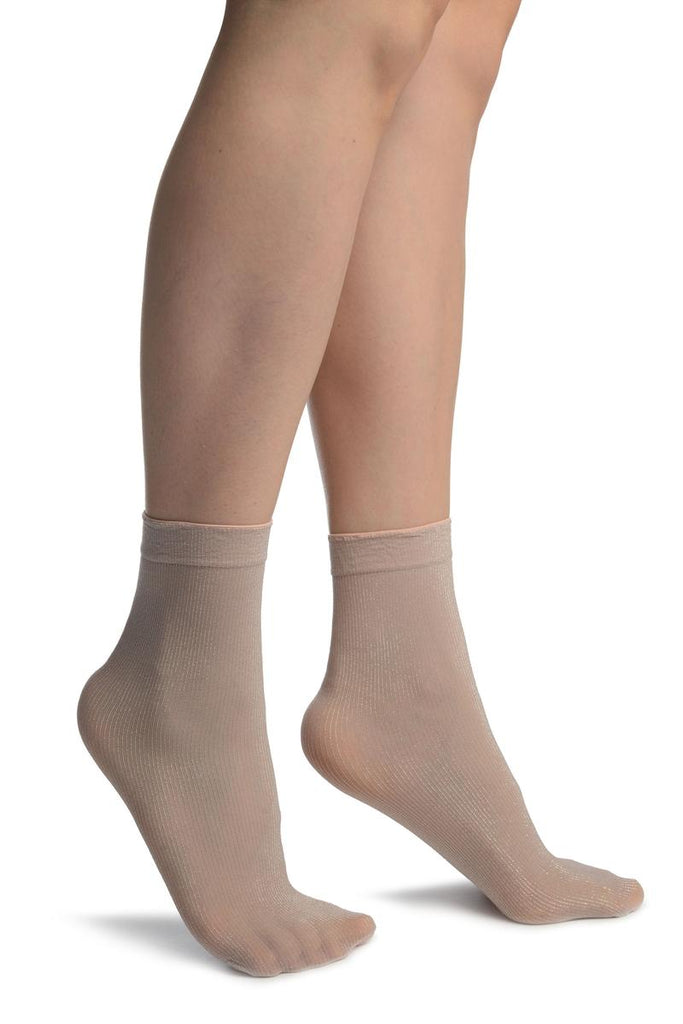 liss kiss Dust Pink With Lurex Pinstripes Ankle High Socks - Socks