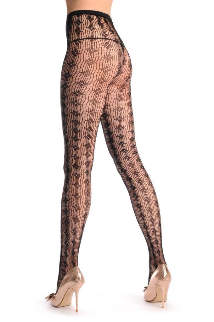 Liss Kiss Eight Lines Stripes With Black Rectangles Fishnet - Tights