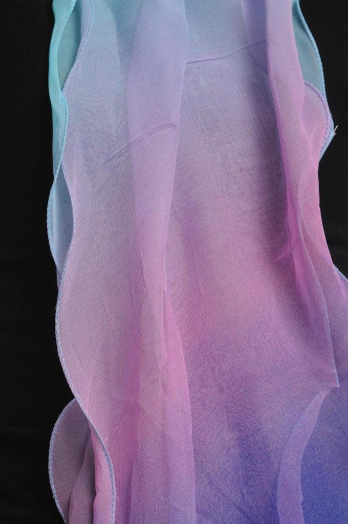 Liss Kiss Electric Blue Purple & Blue Double Layered Chiffon Ombre - Scarf