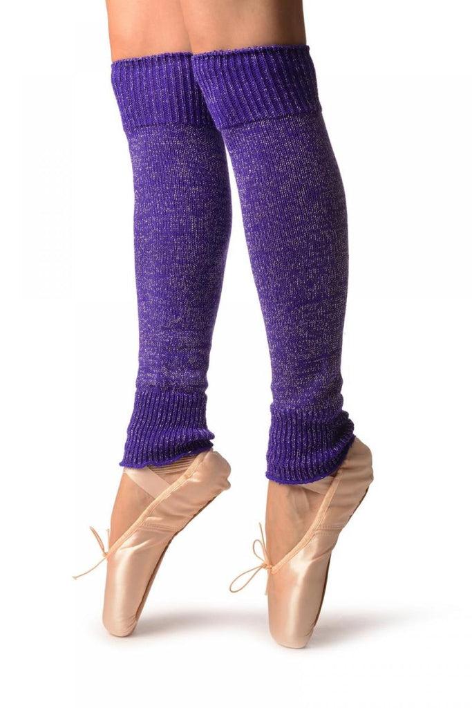 Liss Kiss Electric Indigo With Silver Lurex Dance/Ballet Leg Warmers - Leg Warmers