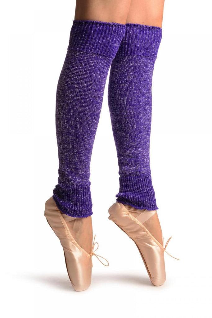 Liss Kiss Electric Indigo With Silver Lurex Dance/Ballet Leg Warmers - Leg Warmers