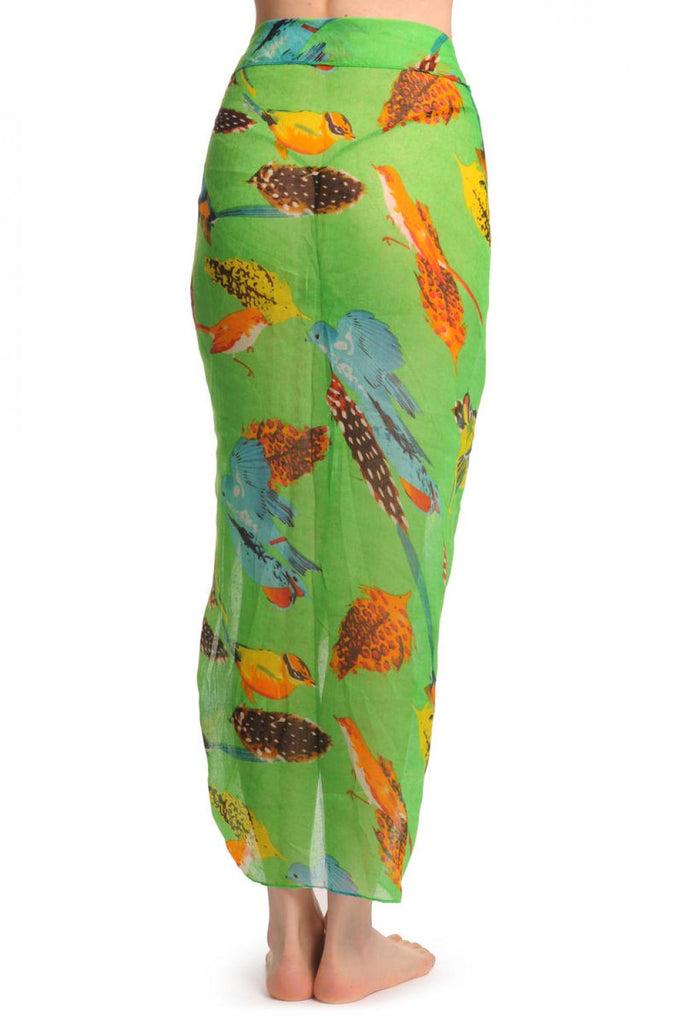 Liss Kiss Exotic Birds On Bright Green Unisex Scarf & Beach Sarong - Scarf