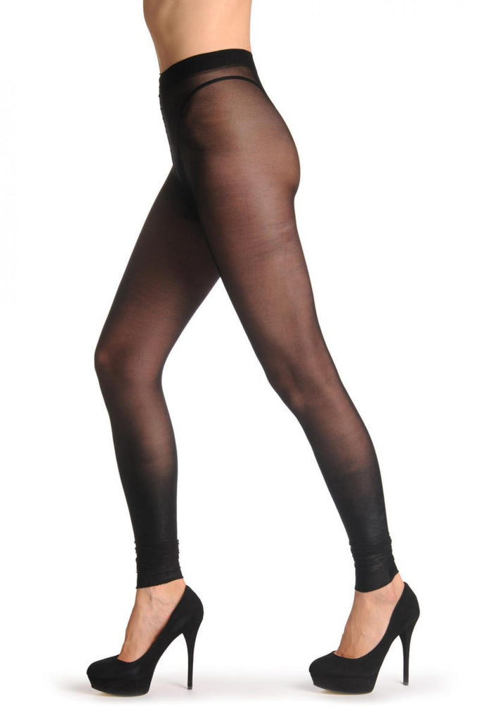 Liss Kiss Extended Black Ombre Metal Shiny Footless 40 Den - Tights Footless