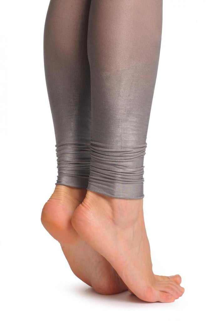 Liss Kiss Extended Silver Ombre Metal Shiny Footless 40 Den - Tights Footless