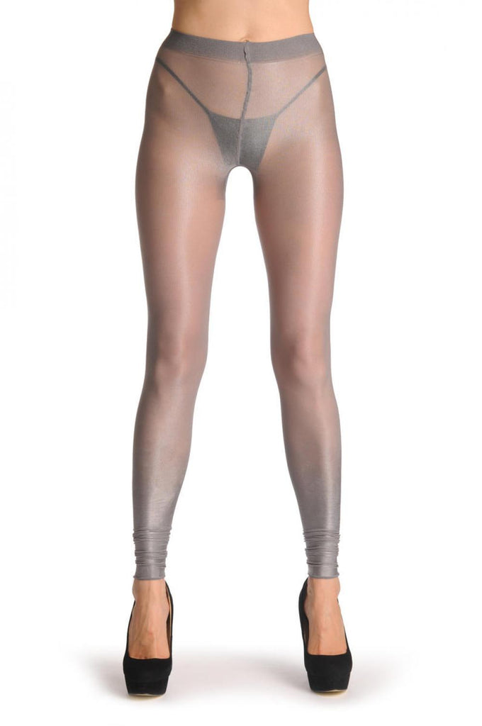 Liss Kiss Extended Silver Ombre Metal Shiny Footless 40 Den - Tights Footless
