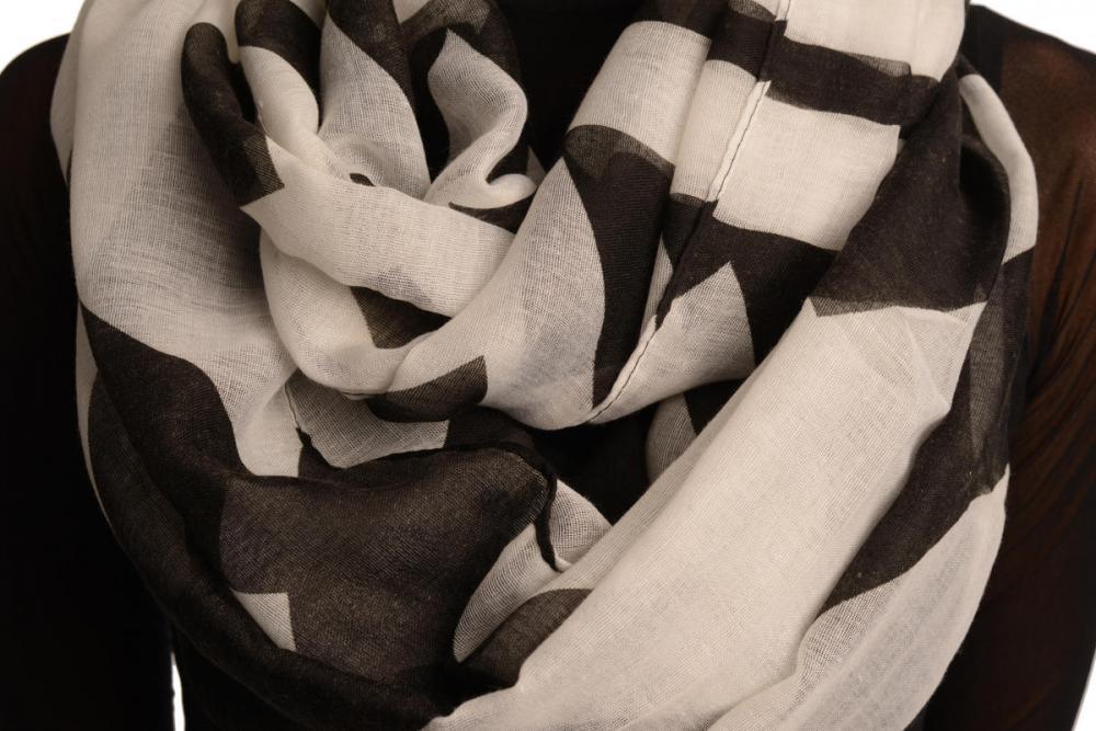 Liss Kiss Extra Large Black Geometrical Pattern Mix Snood Scarf - Snood