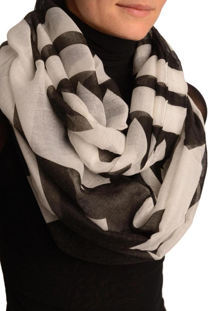Liss Kiss Extra Large Black Geometrical Pattern Mix Snood Scarf - Snood