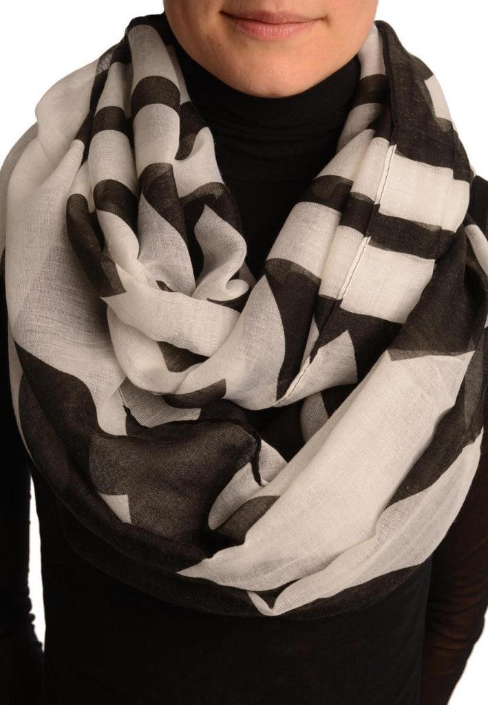 liss kiss Extra Large Black Geometrical Pattern Mix Snood Scarf - Snood