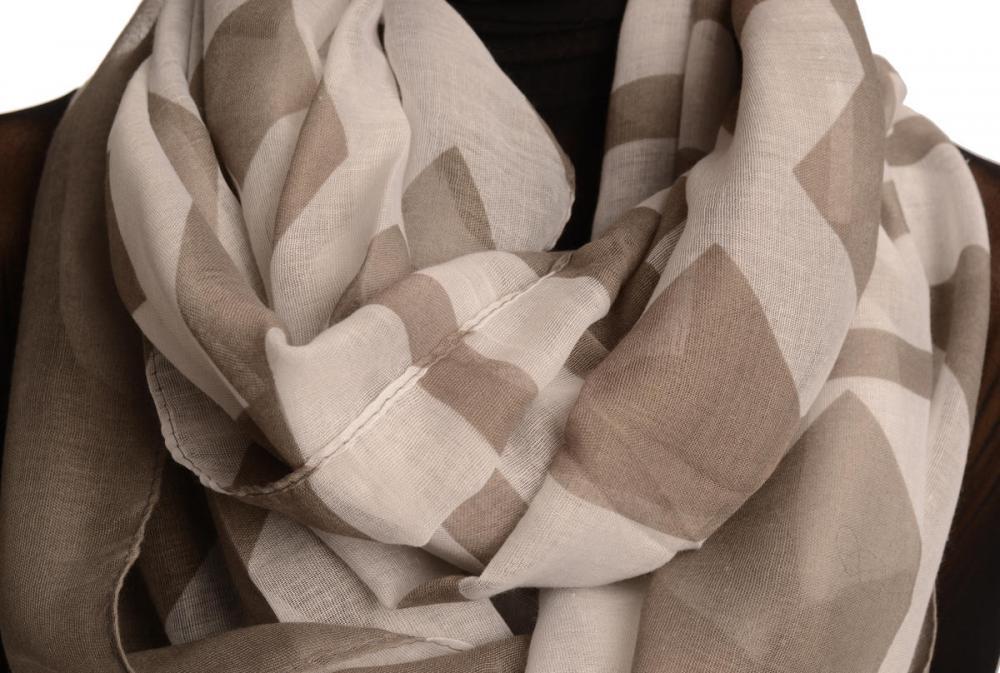 Liss Kiss Extra Large Grey Geometrical Pattern Mix Snood Scarf - Snood