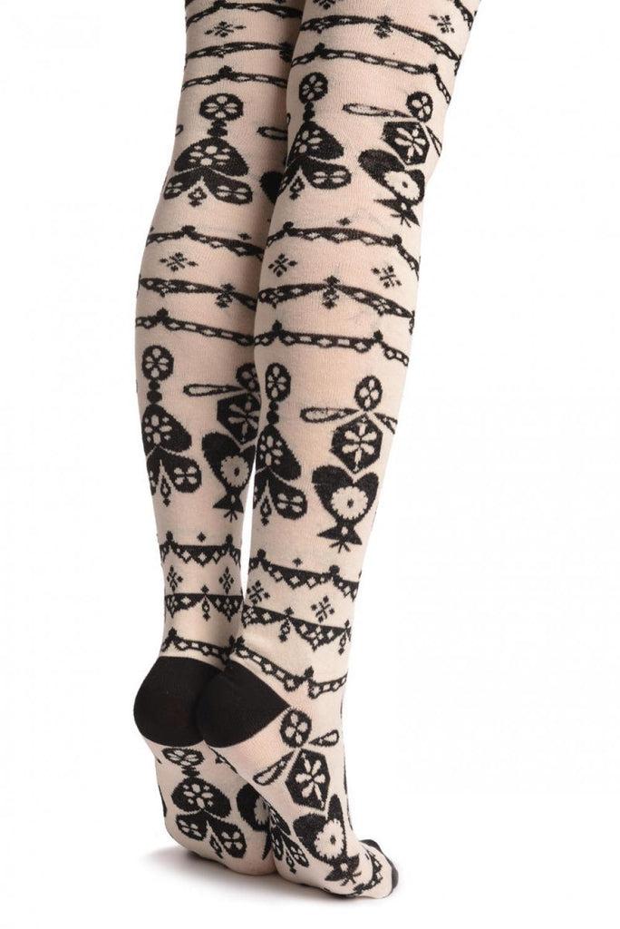 Liss Kiss Fairisle Christmas Tree On White - Over The Knee Socks