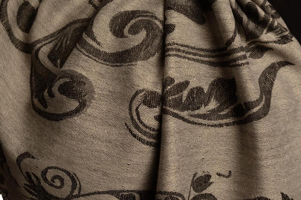 Liss Kiss Fern Leaves On Silver Grey Pashmina With Tassels - Scarf