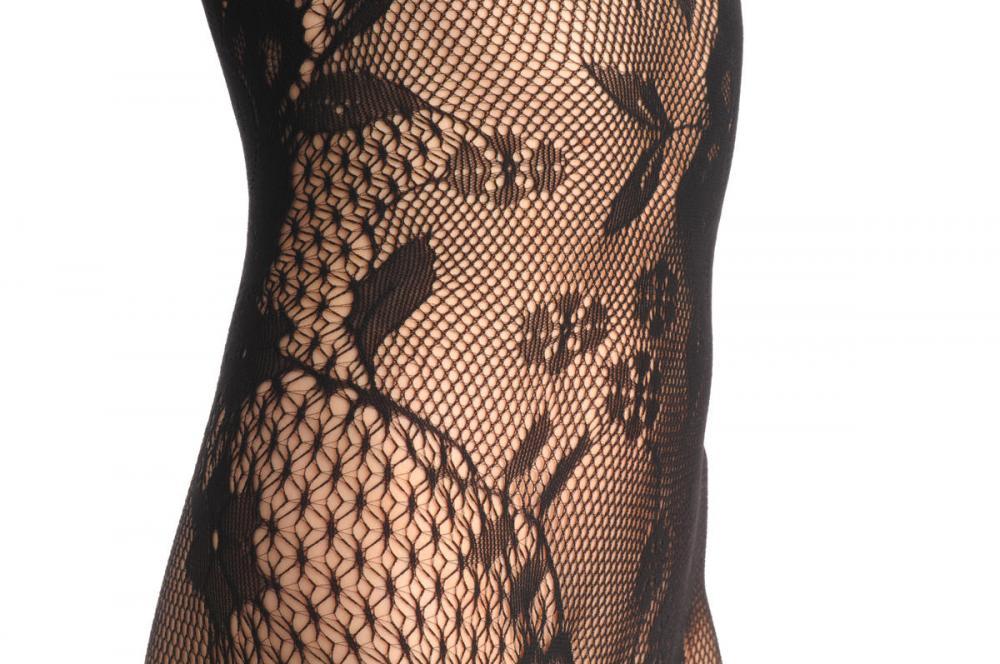 Liss Kiss Floral Lace Bodystocking With Straps - Bodystocking