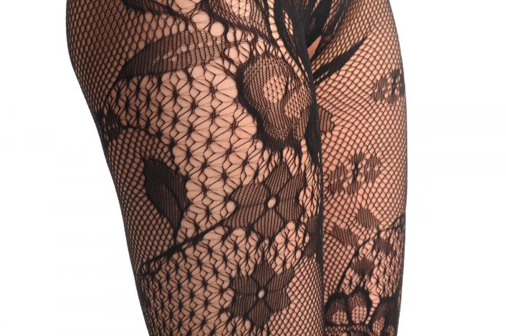 Liss Kiss Floral Lace Bodystocking With Straps - Bodystocking