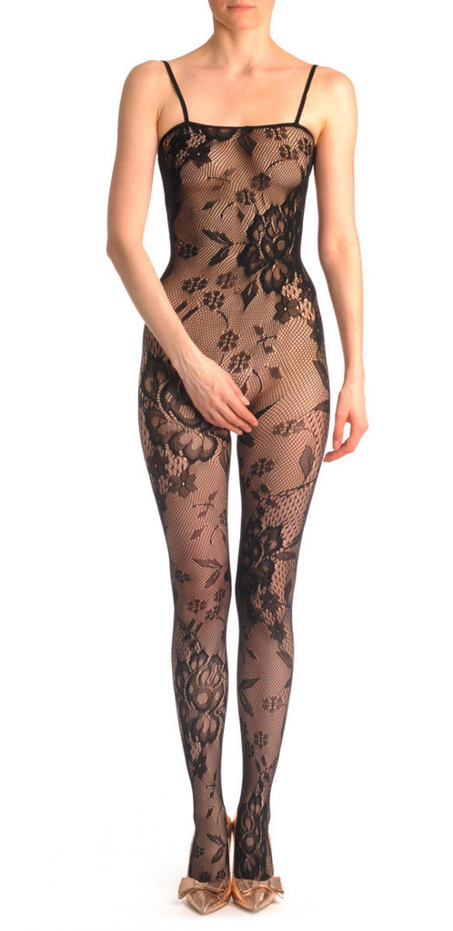liss kiss Floral Lace Bodystocking With Straps - Bodystocking
