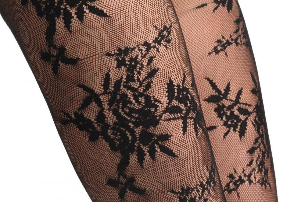 Liss Kiss Floral Lace Bodystocking With Straps & Bows At The Front - Bodystocking