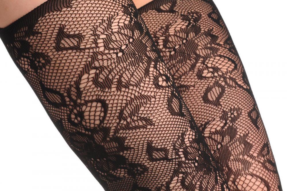 Liss Kiss Floral Lace Suspender With Quarter Sleeves & Line On Holes - Bodystocking