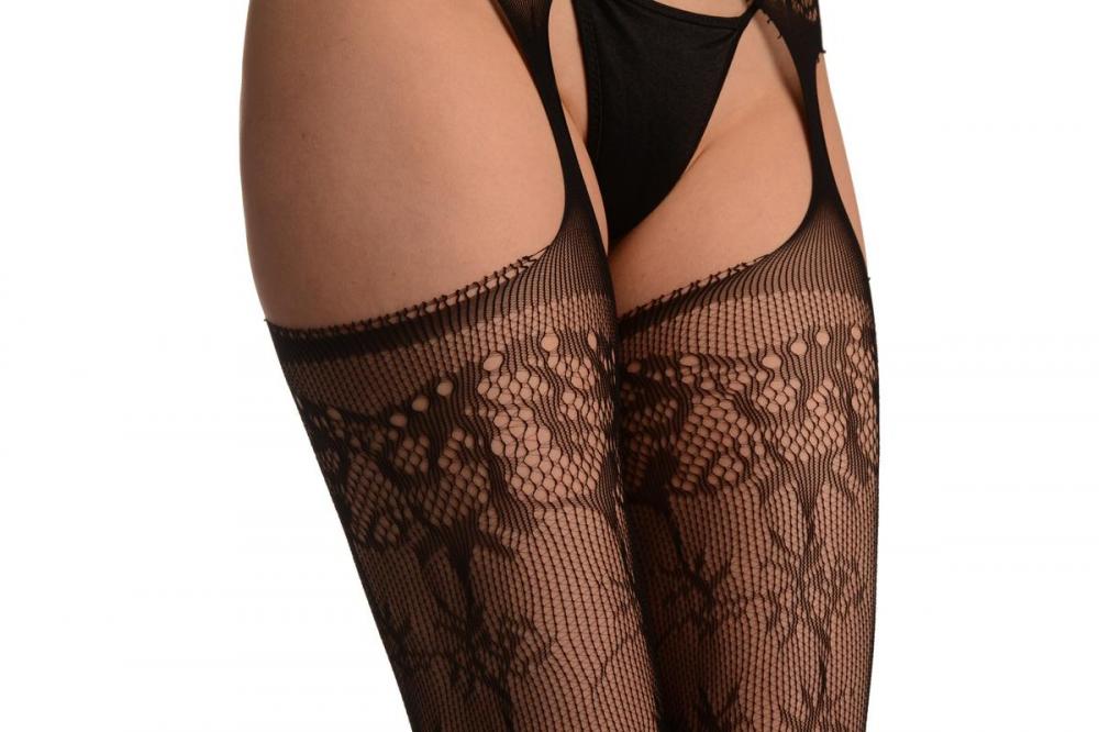 Liss Kiss Floral Lace With Straps & Key Holes Front - Bodystocking