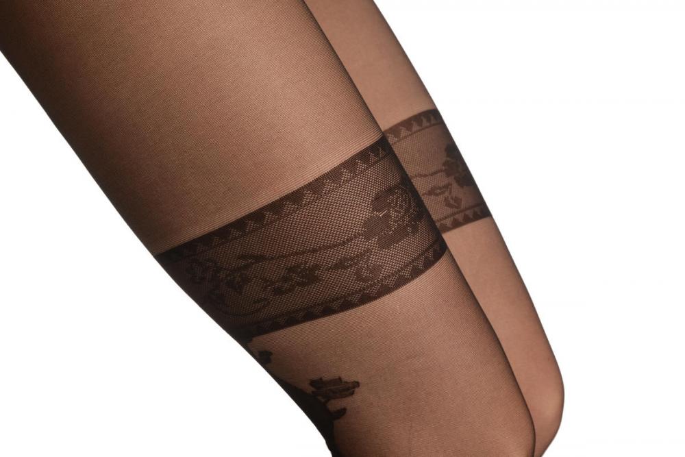Liss Kiss Flowers At The Back With Faux Garter - Tights