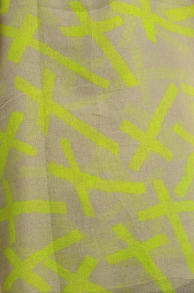 Liss Kiss Fluorescent Green Crosses On Light Grey Unisex Scarf & Beach Sarong - Scarf
