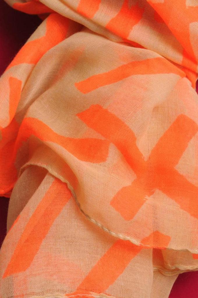 Liss Kiss Fluorescent Orange Crosses On Beige Unisex Scarf & Beach Sarong - Scarf