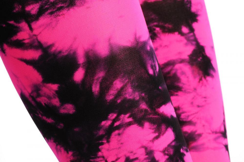 Liss Kiss Fluorescent Pink & Black Colour Splash Footless - Tights Footless