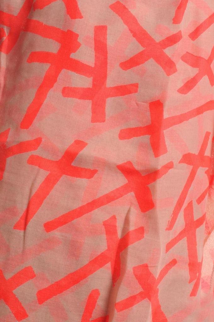 Liss Kiss Fluorescent Pink Crosses On Sand White Unisex Scarf & Beach Sarong - Scarf