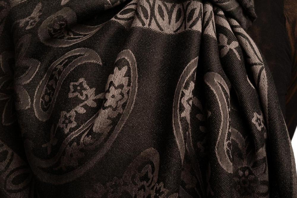 Liss Kiss Frames And Paisleys On Black Pashmina Feel With Tassels - Scarf