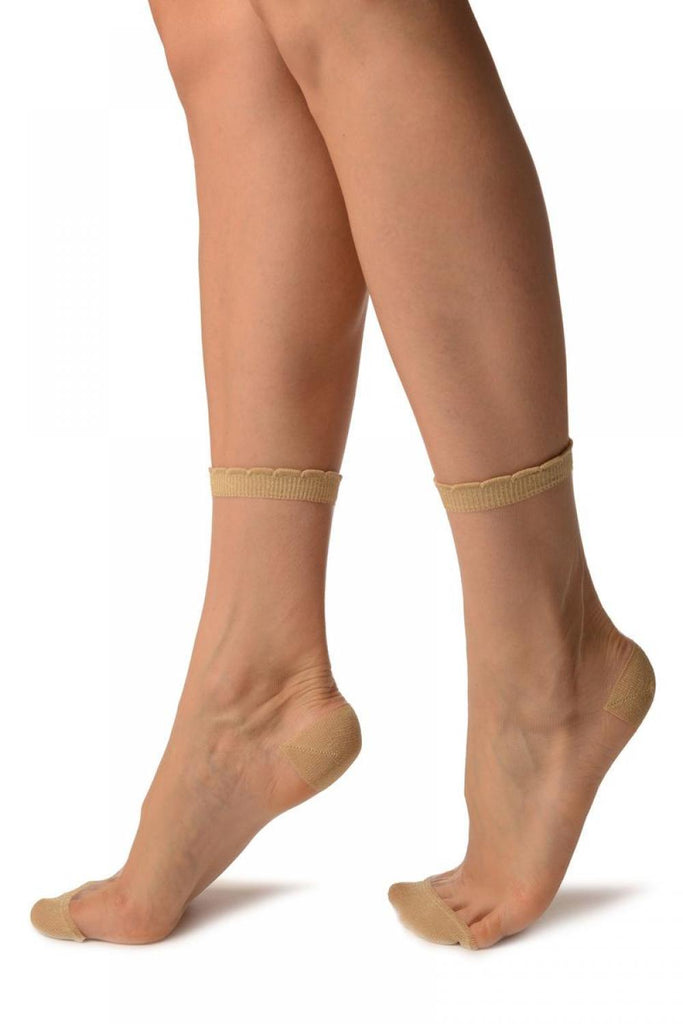 Liss Kiss Gold Lurex Top & Heel Invisible Ankle High Socks - Socks