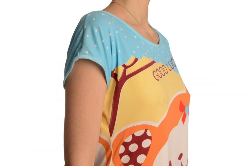 Liss Kiss Good Luck Bear On Sky Blue Lightweight Dress - Dress