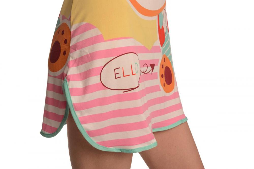 Liss Kiss Good Luck Bear On Tea Green Lightweight Dress - Dress