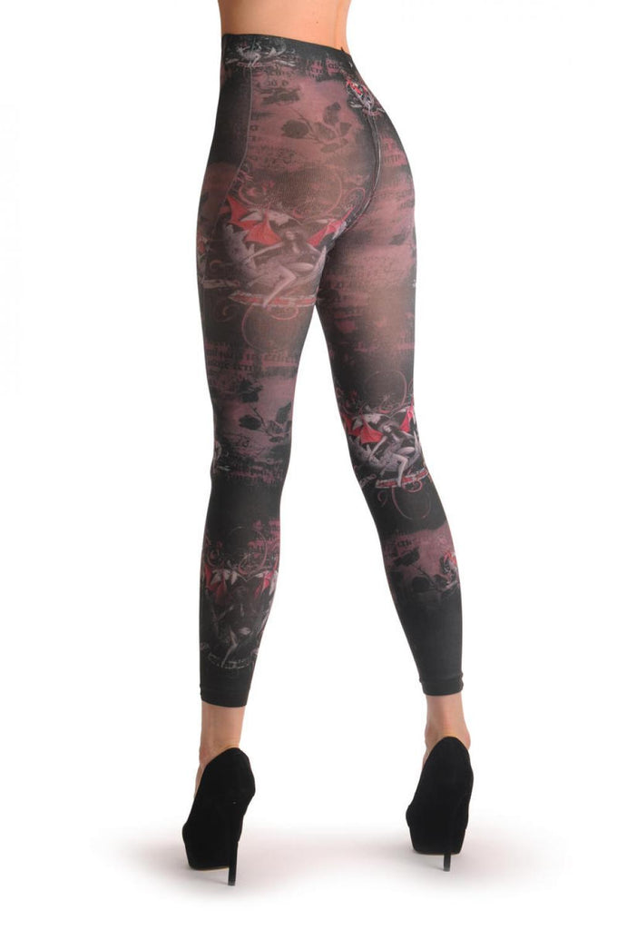 Liss Kiss Gothic Alchemy Amour Girl & Heart Footless - Tights Footless