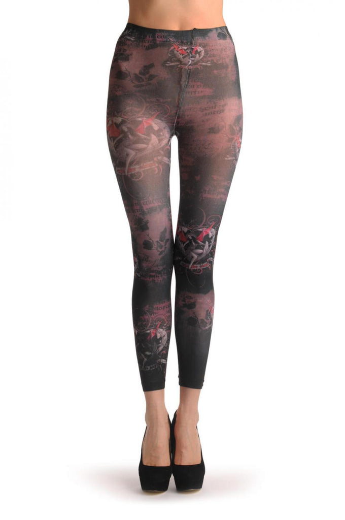 liss kiss Gothic Alchemy Amour Girl & Heart Footless - Tights Footless
