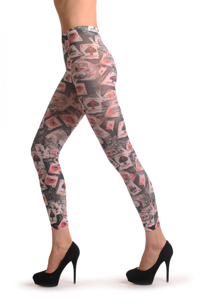 Liss Kiss Gothic Alchemy Poker Skull Footless - Tights Footless