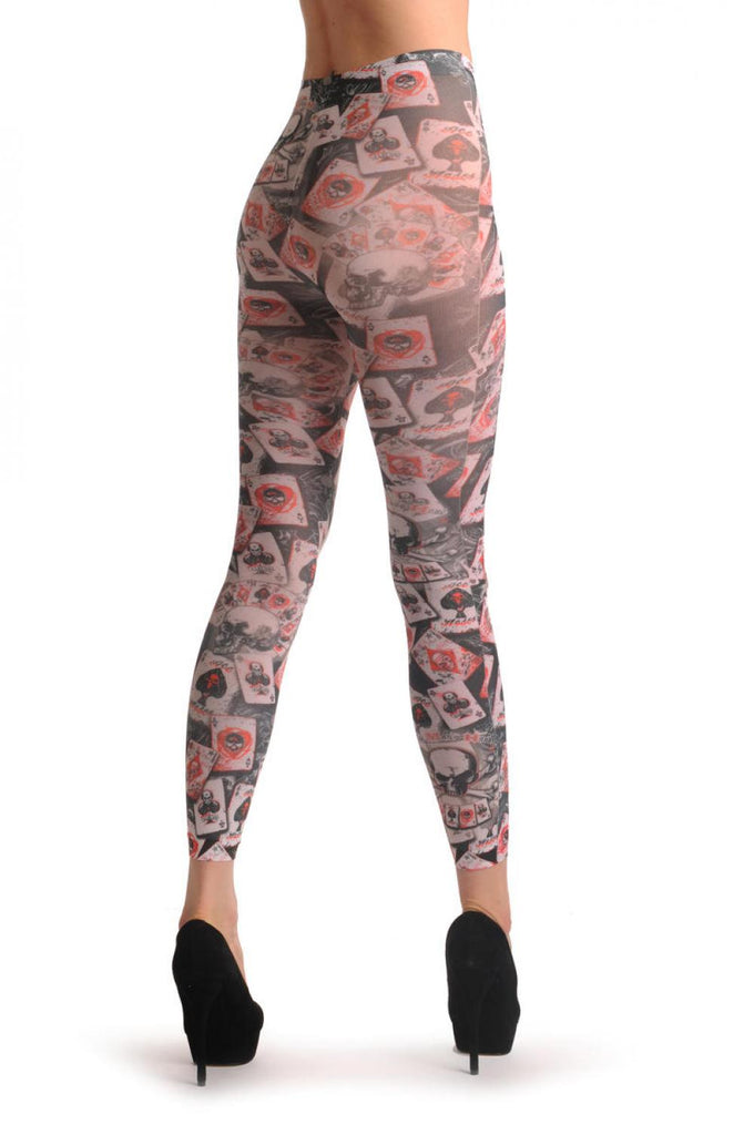 Liss Kiss Gothic Alchemy Poker Skull Footless - Tights Footless