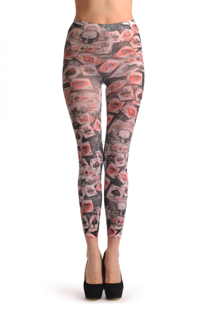 liss kiss Gothic Alchemy Poker Skull Footless - Tights Footless