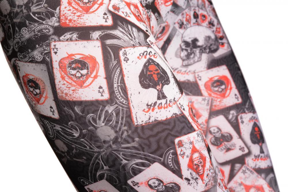 Liss Kiss Gothic Alchemy Poker Skull On Black - Leggings