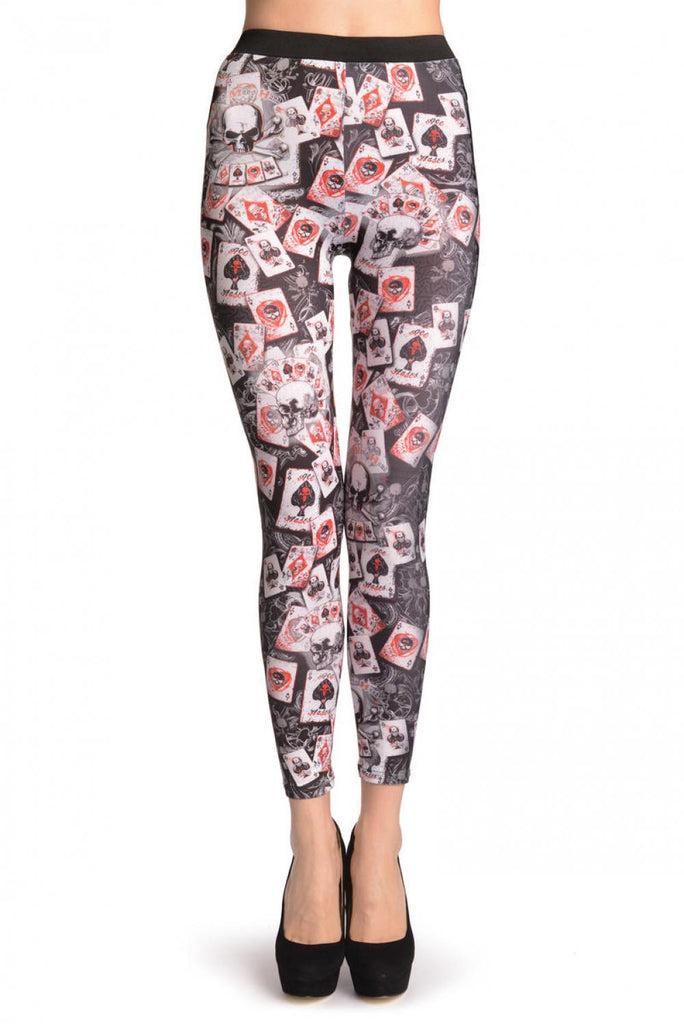liss kiss Gothic Alchemy Poker Skull On Black - Leggings