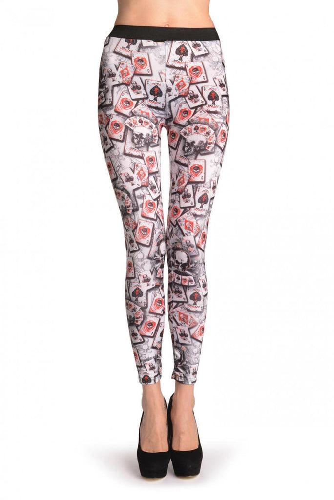 liss kiss Gothic Alchemy Poker Skull On White - Leggings