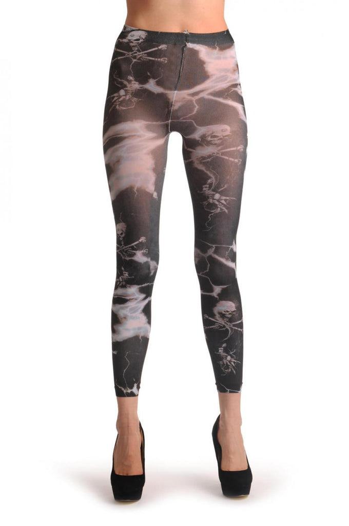 Liss Kiss Gothic Alchemy Skull & Chained Girl Footless - Tights Footless