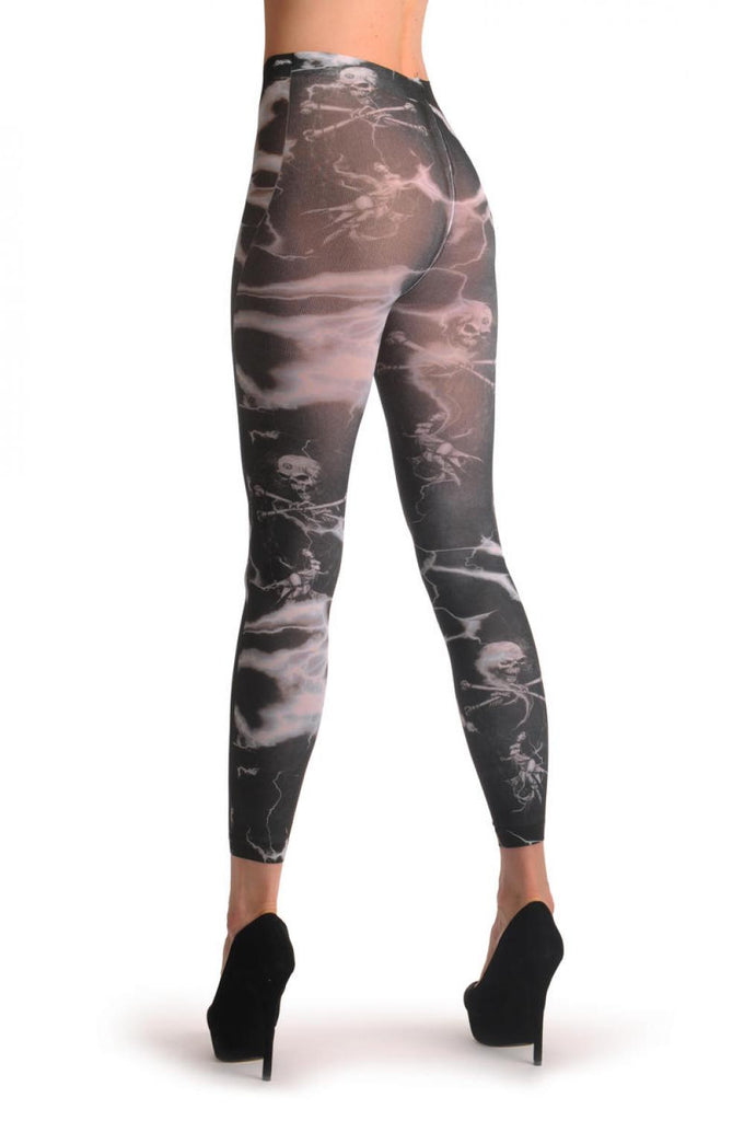 Liss Kiss Gothic Alchemy Skull & Chained Girl Footless - Tights Footless
