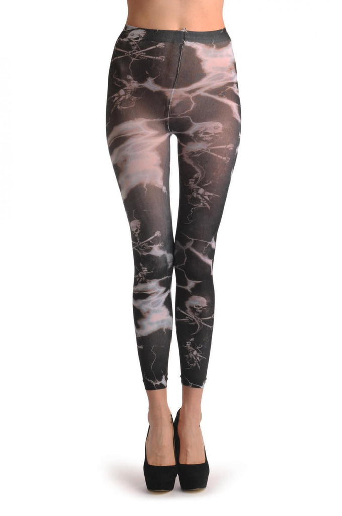 liss kiss Gothic Alchemy Skull & Chained Girl Footless - Tights Footless