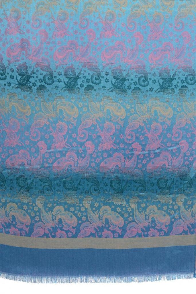 Liss Kiss Gradient Flowers On Dodger Blue Unisex Pashmina - Scarf