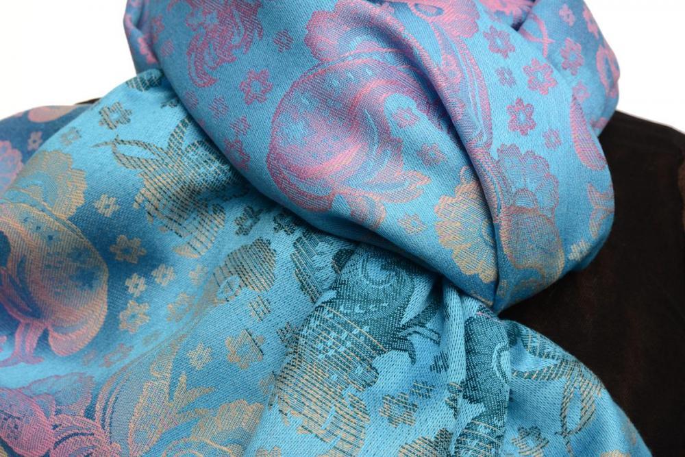 Liss Kiss Gradient Flowers On Dodger Blue Unisex Pashmina - Scarf