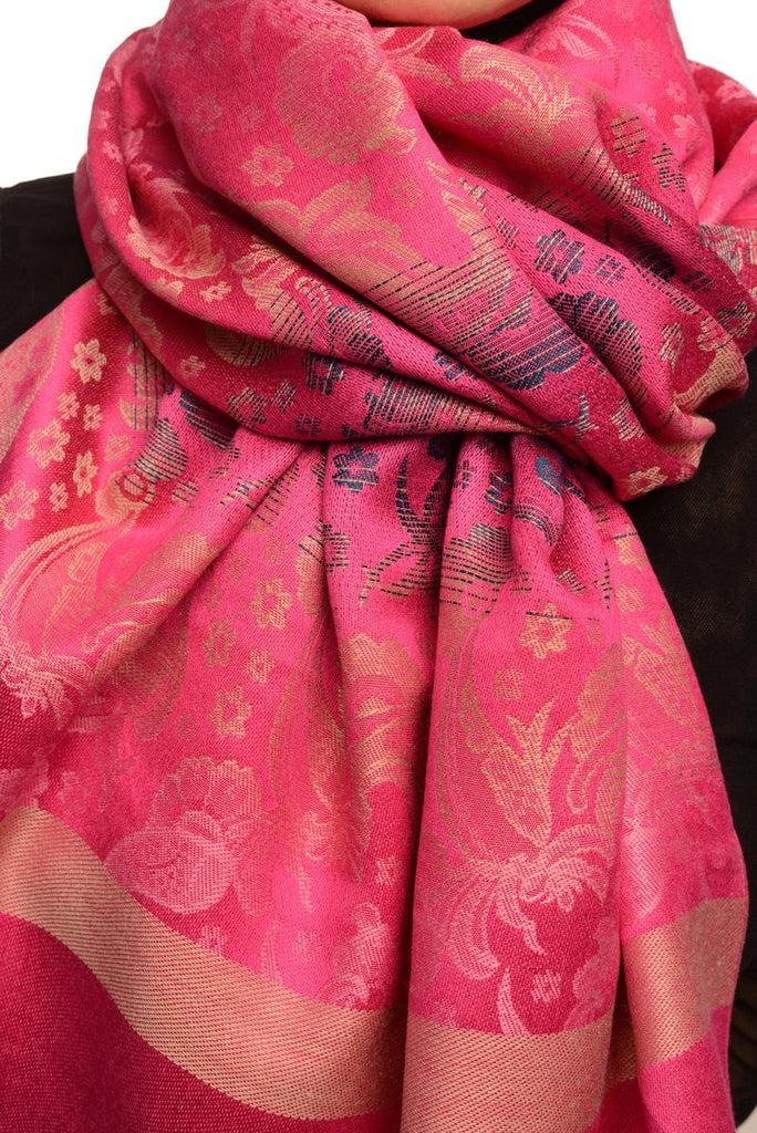 Liss Kiss Gradient Flowers On Fuchia Pink Unisex Pashmina - Scarf