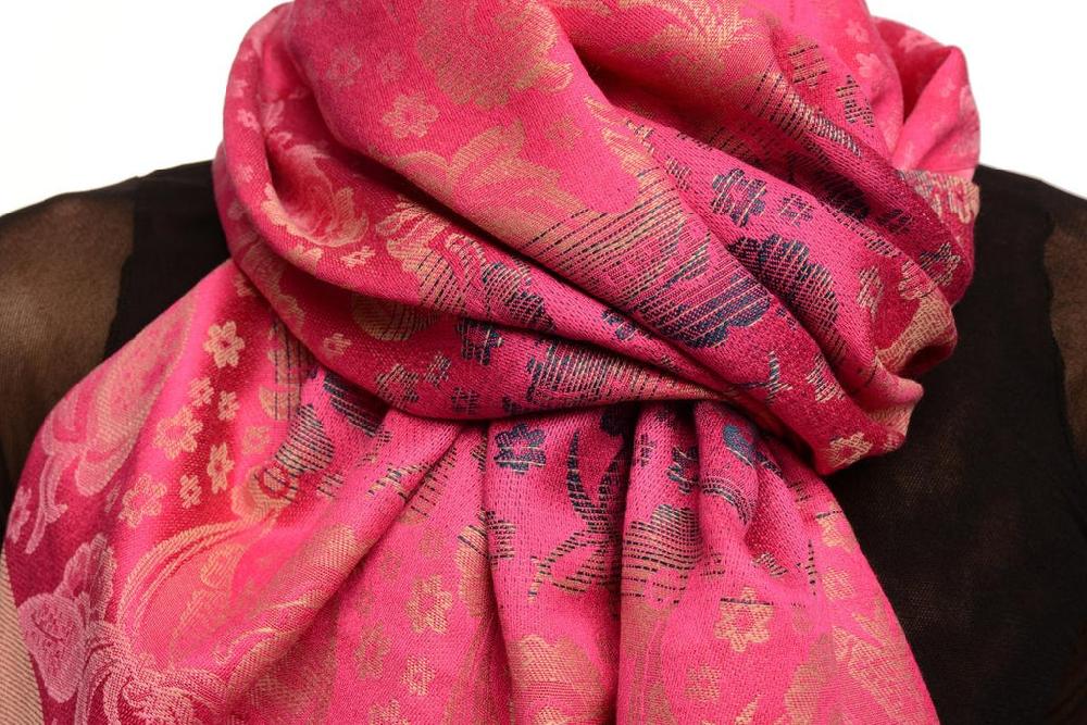 Liss Kiss Gradient Flowers On Fuchia Pink Unisex Pashmina - Scarf