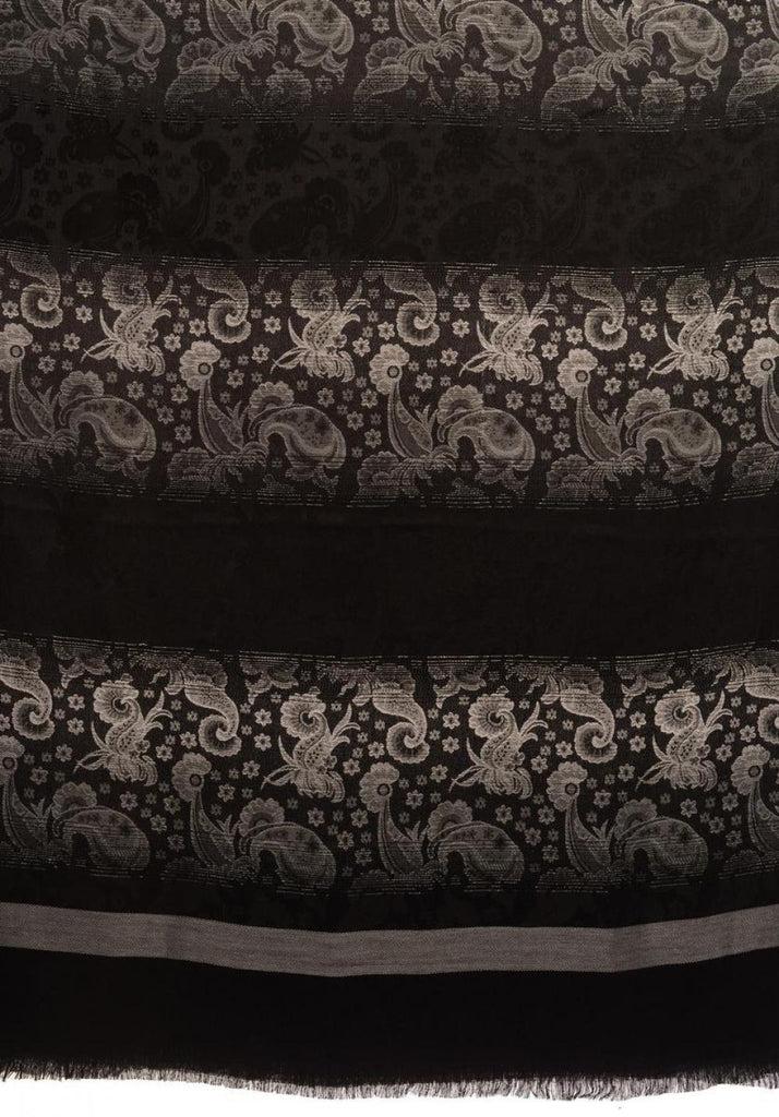 Liss Kiss Gradient Flowers On Grey & Black Unisex Pashmina - Scarf